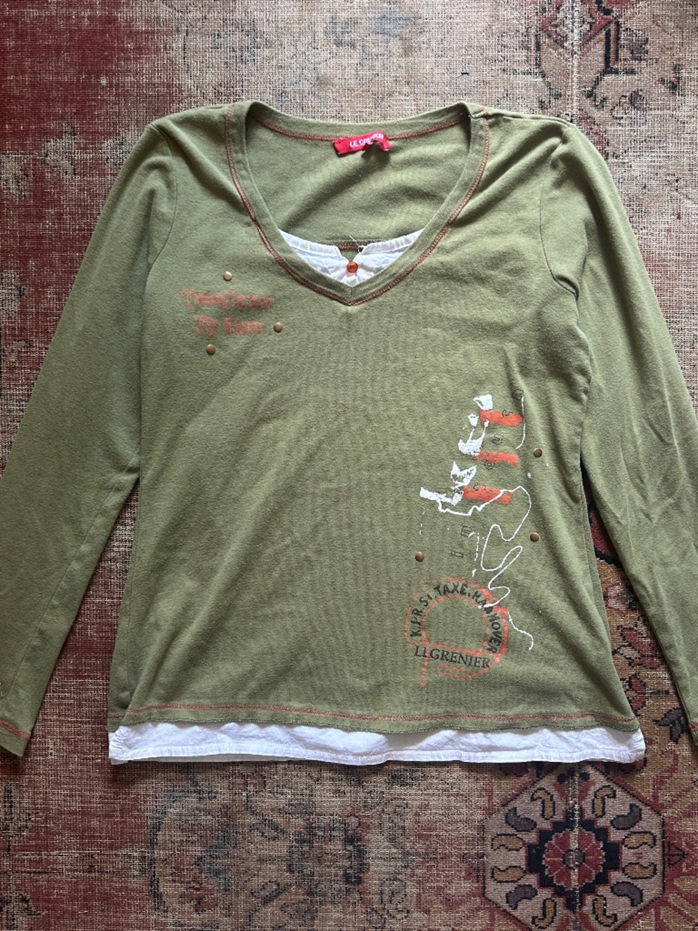 Vintage Y2K Green Graphic Long Sleeve